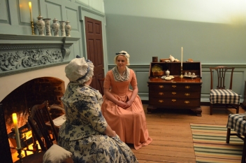 Betty Washington Lewis (Amy Wolf) and daughter-in-law Nancy Alexander Lewis (Juliana Jones) ponder how the war might impact the family.