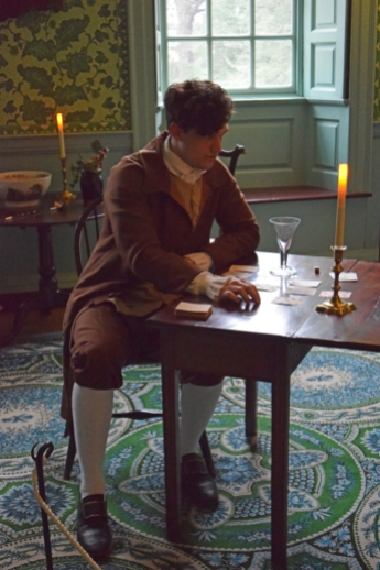 Sam Fulton as Henry Mitchell, Fredericksburg merchant, alone in the Drawing Room.