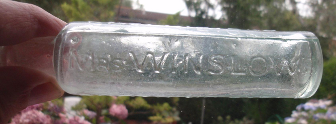 Complete Mrs. Winslow's Soothing Syrup bottle